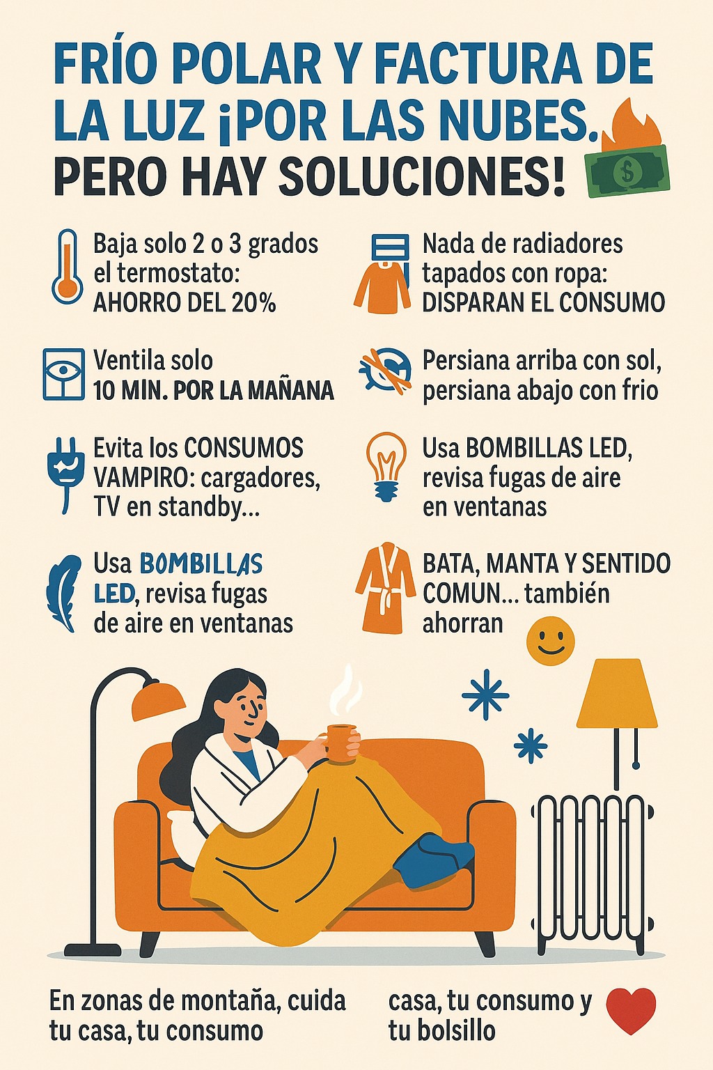 Consejos para que la factura de la luz no se dispare con el frío