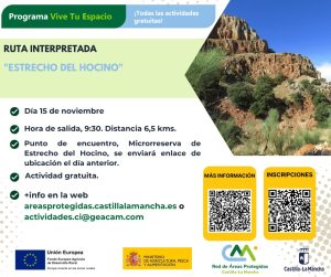 El Programa ‘Vive tu Espacio’ organiza una ruta interpretada por el Estrecho del Hocino el 15 de noviembre
